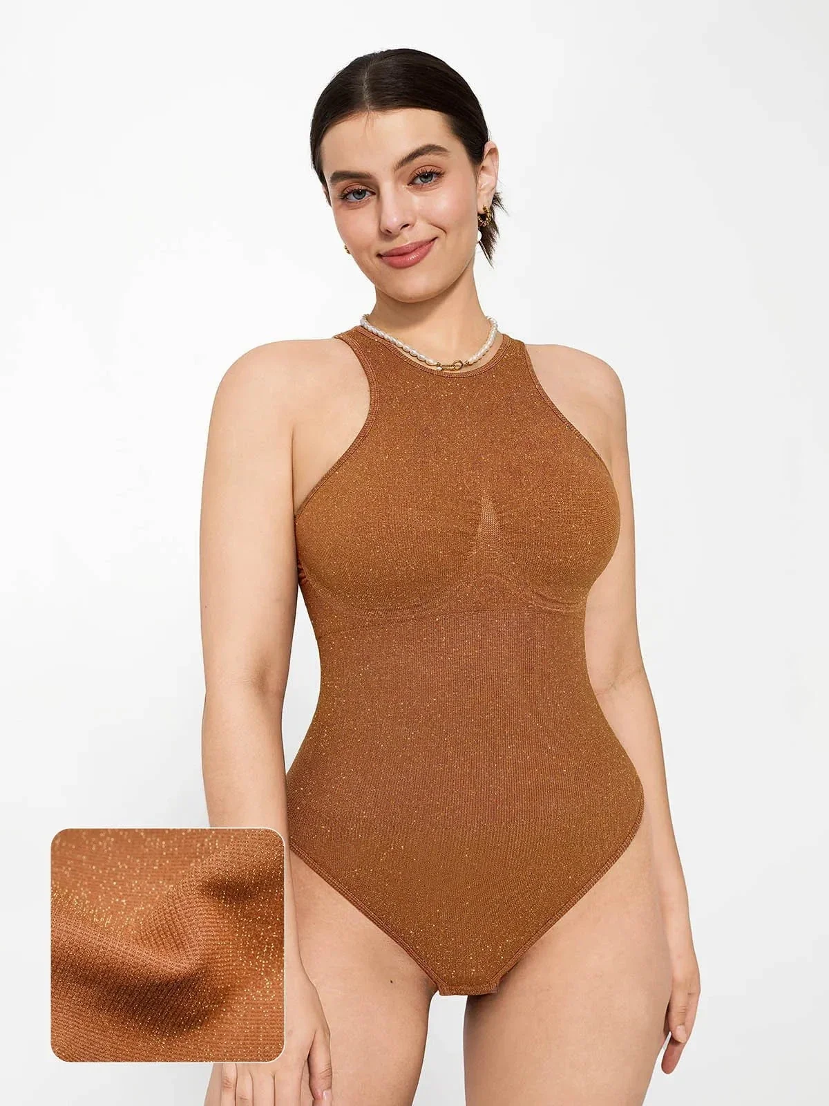 Shapewear Metallic Seamless Tummy-Control Bodysuit