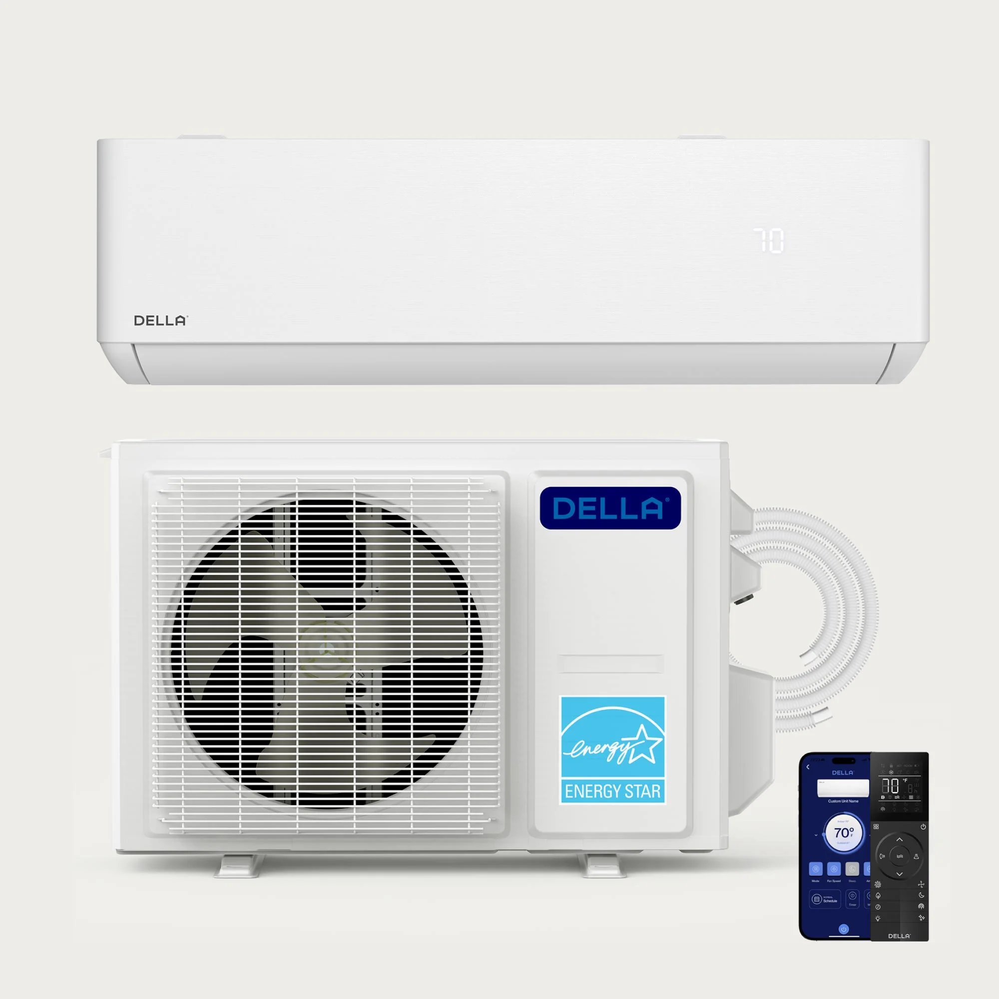 DELLA Optima Series 9000 BTU 23 SEER2 Ultra Heat Mini Split AC - Up to 400 Sq.Ft.