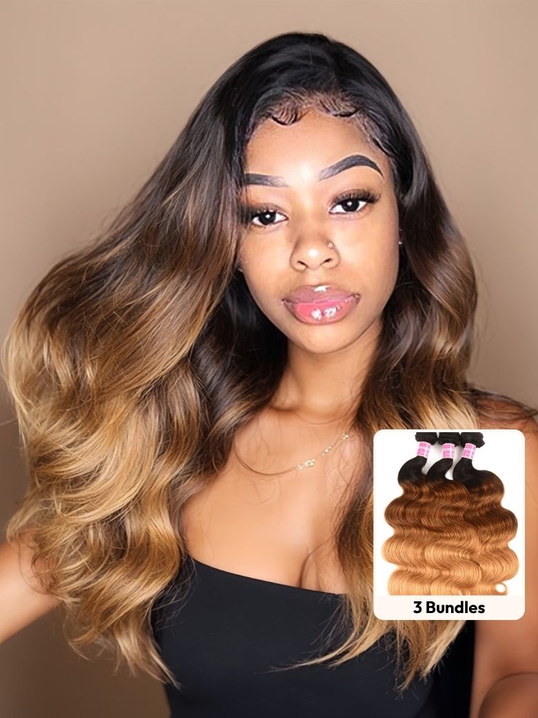 UNice Hair 3 Bundles Brazilian Ombre Body Wave Human Hair
