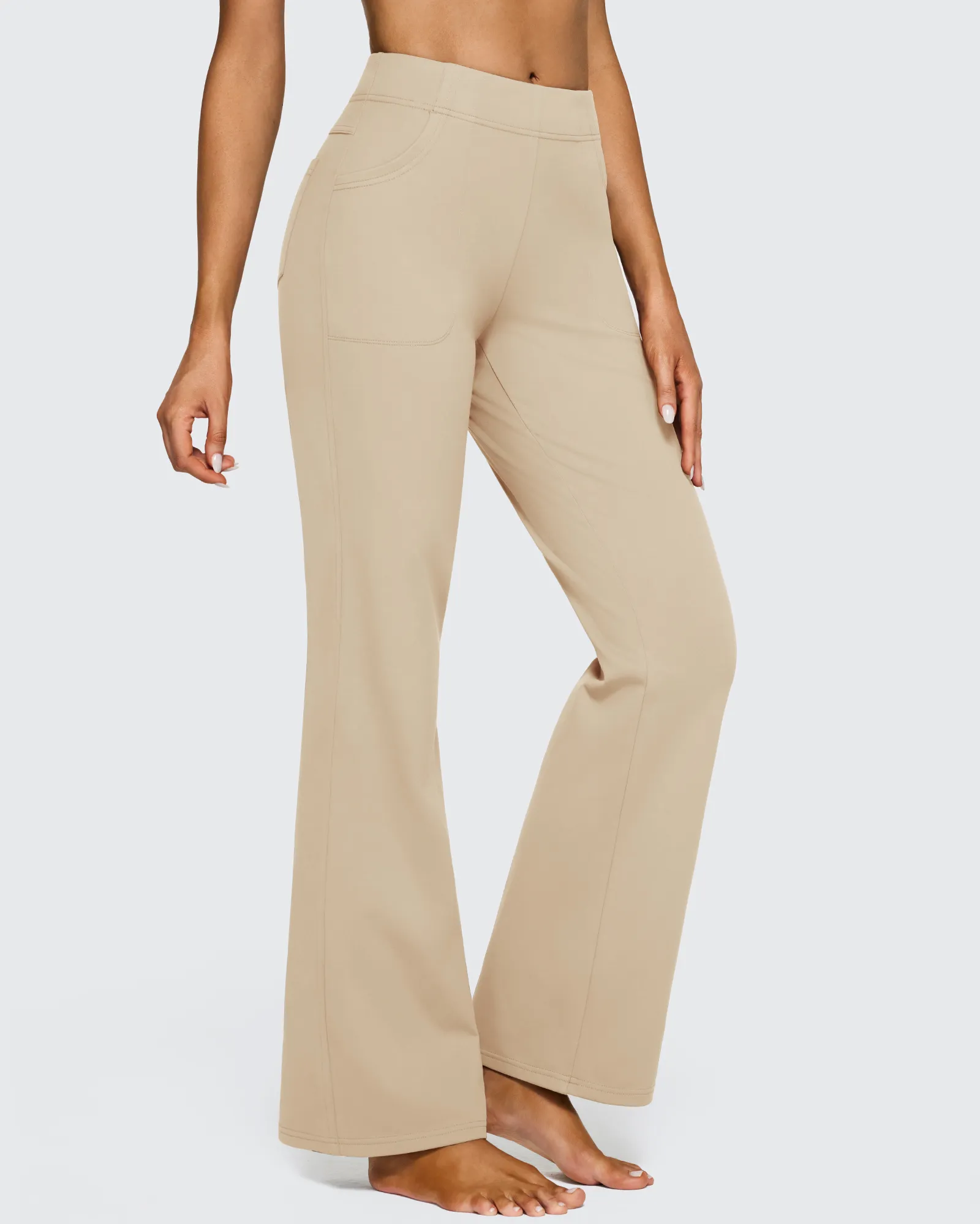 Fleece Lined High-Waist Flare Work Pants