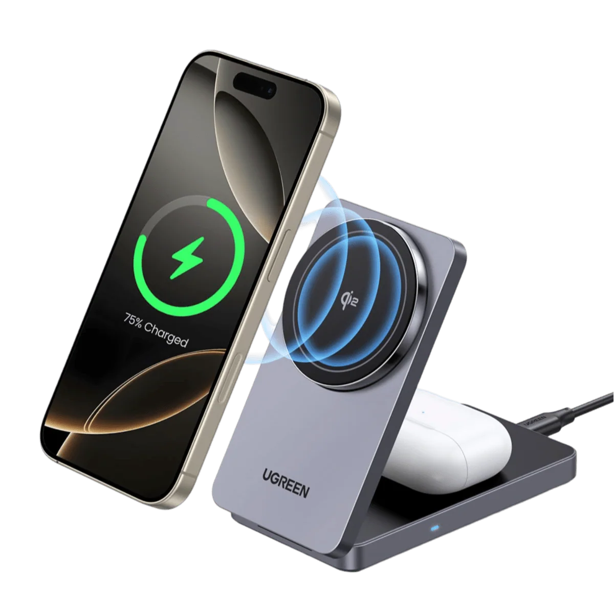UGREEN MagFlow Qi2 2-in-1 MagSafe Charger