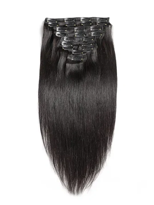 Straight Clip In Human Hair Extensions Full Head 120g/set Clip on Hair Extension for Women