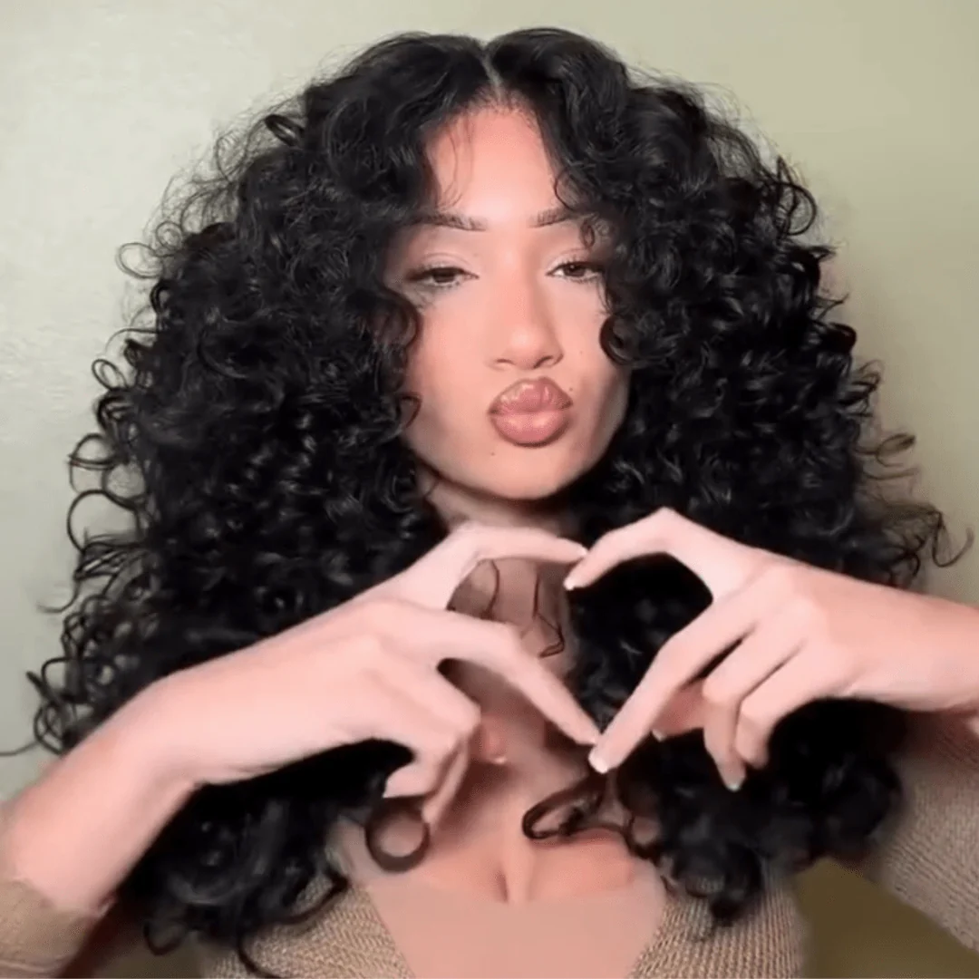Full 300% Density Bouncy Curl 13x4 Lace Front Glueless Human Hair Wigs Pre Plucked Pre Cut Lace Front Wigs Flash Sale