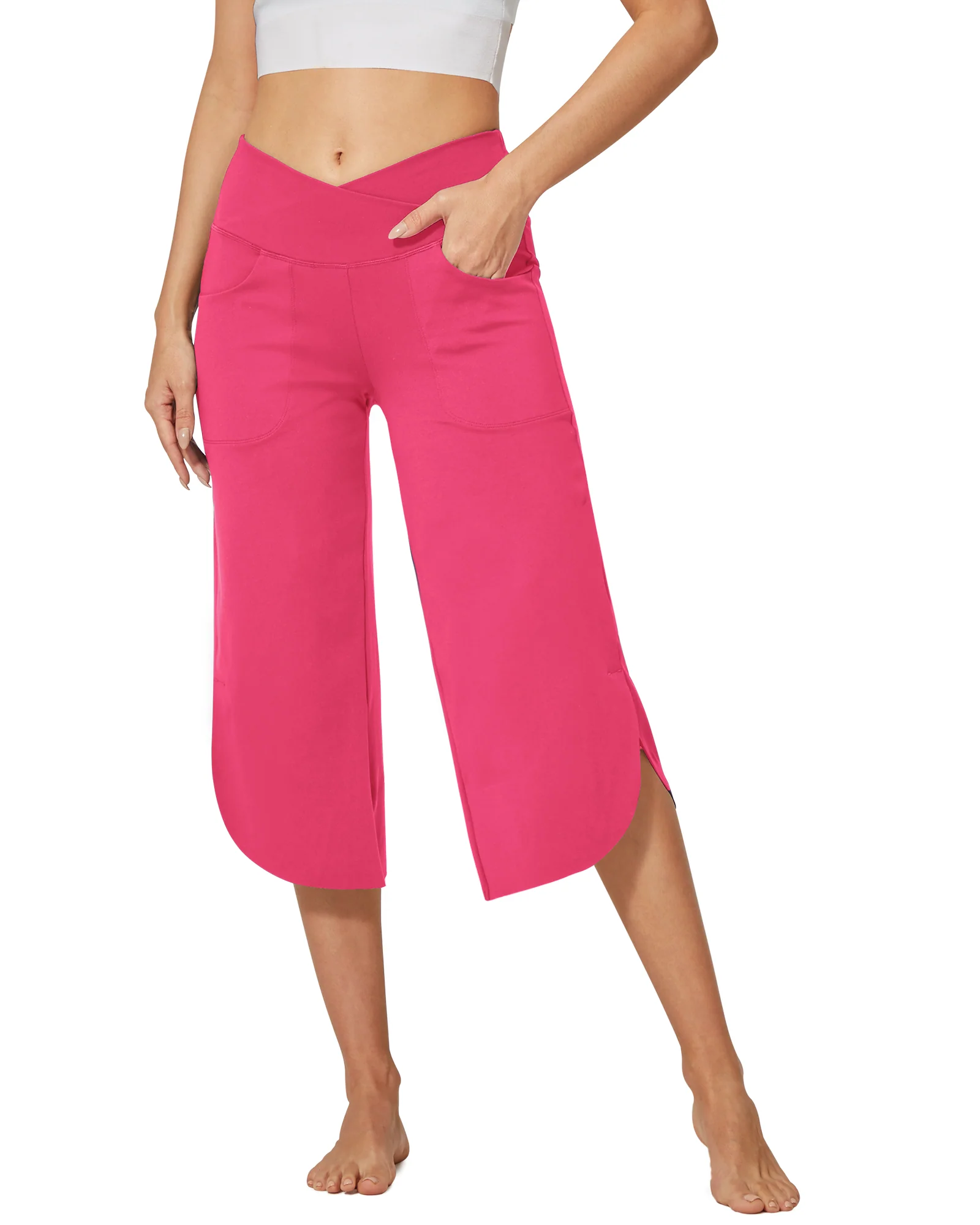 EverGoing Wide Leg High-Waist Crossover Capri Pants 21